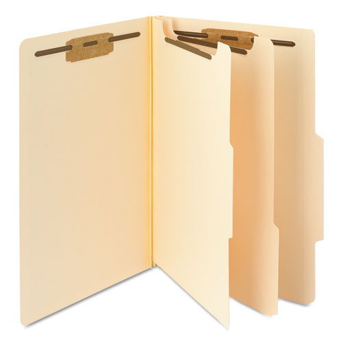 Six-section Top Tab Classification Folders, 2" Expansion, 2 Dividers, 6 Fasteners, Legal Size, Manila, 10/box