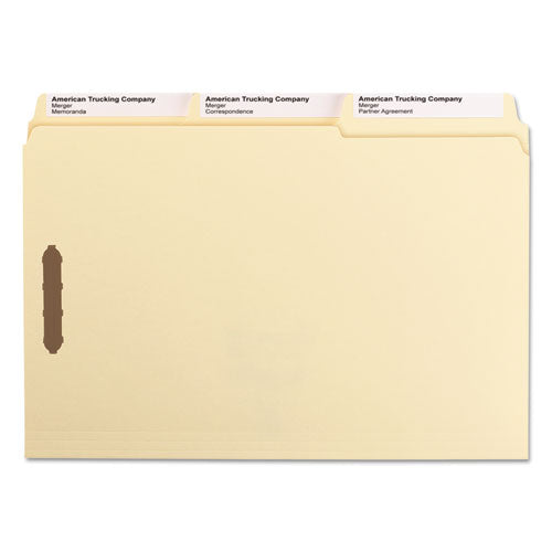 Supertab Reinforced Guide Height Fastener Folders, 11-pt Manila, 0.75" Expansion, 2 Fasteners, Legal Size, Manila, 50/box