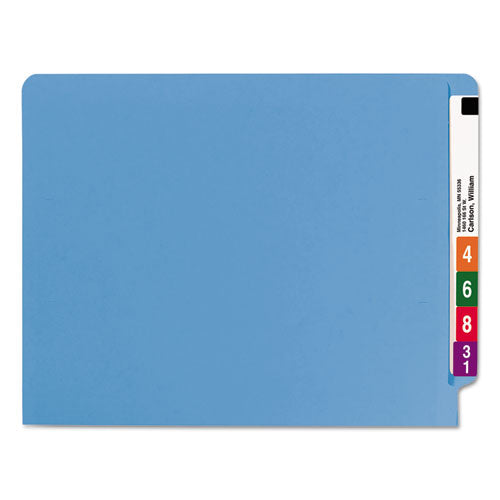 Shelf-master Reinforced End Tab Colored Folders, Straight Tabs, Letter Size, 0.75" Expansion, Blue, 100/box