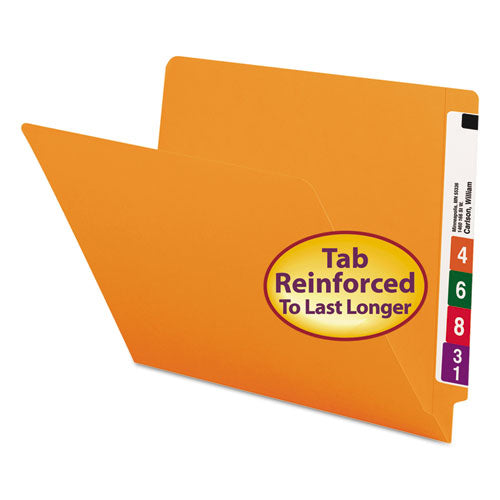 Shelf-master Reinforced End Tab Colored Folders, Straight Tabs, Letter Size, 0.75" Expansion, Orange, 100/box