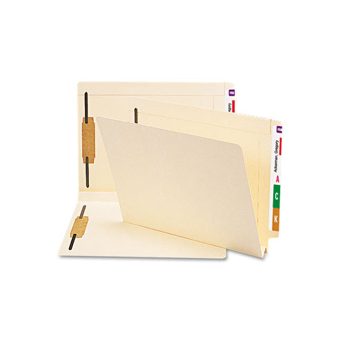 End Tab Fastener Folders With Reinforced Straight Tabs, 11-pt Manila, 1 Fastener, Legal Size, Manila Exterior, 50/box