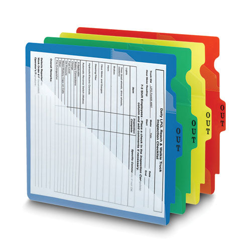 End Tab Poly Out Guides, Two-pocket Style, 1/3-cut End Tab, Out, 8.5 X 11, Red, 50/box