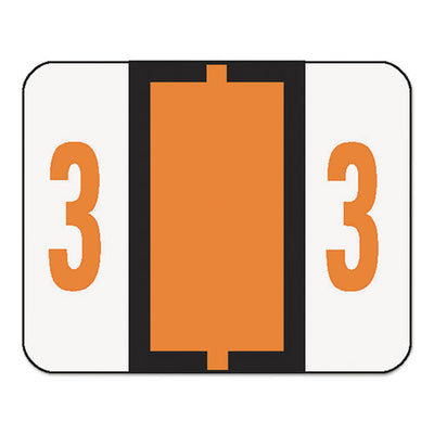 Numerical End Tab File Folder Labels, 3, 1 X 1.25, White, 500/roll