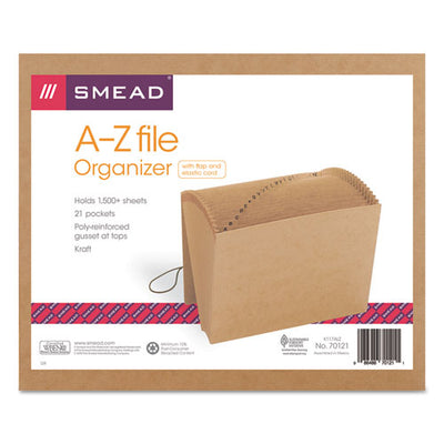 Indexed Expanding Kraft Files, 21 Sections, Elastic Cord Closure, 1/21-cut Tabs, Letter Size, Kraft