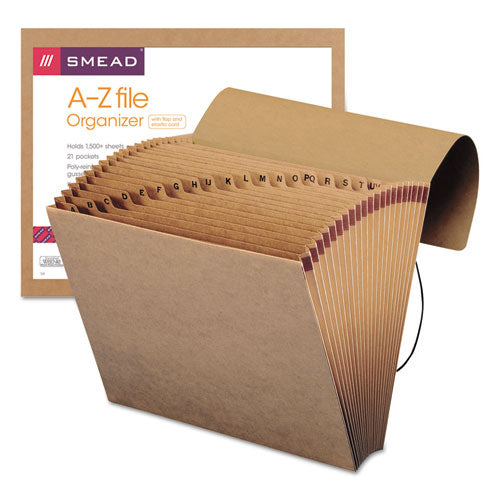 Indexed Expanding Kraft Files, 21 Sections, Elastic Cord Closure, 1/21-cut Tabs, Letter Size, Kraft