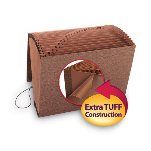 Tuff Expanding Wallet, 21 Sections, Elastic Cord Closure, 1/21-cut Tabs, Letter Size, Redrope