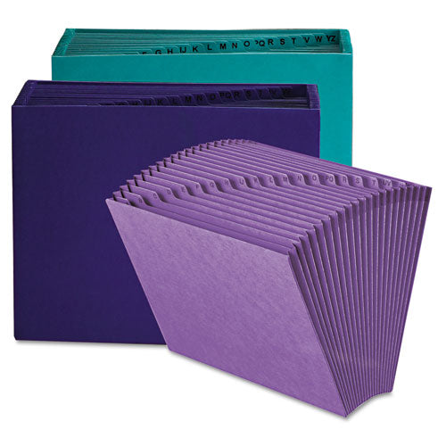 Heavy-duty Indexed Expanding Open Top Color Files, 21 Sections, 1/21-cut Tabs, Letter Size, Teal