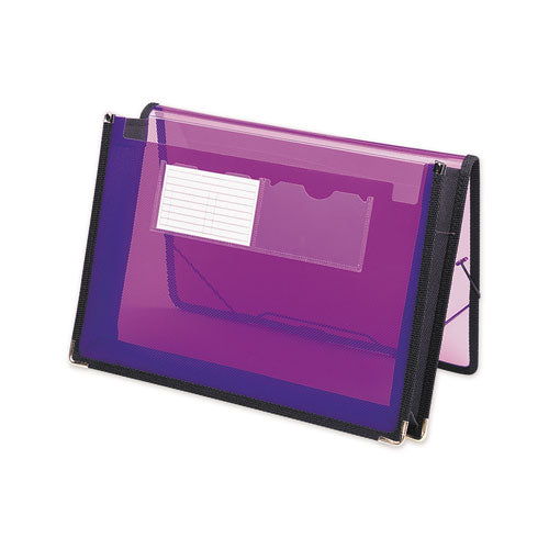 Poly Wallets, 2.25" Expansion, 1 Section, Elastic Cord Closure, Letter Size, Translucent Purple