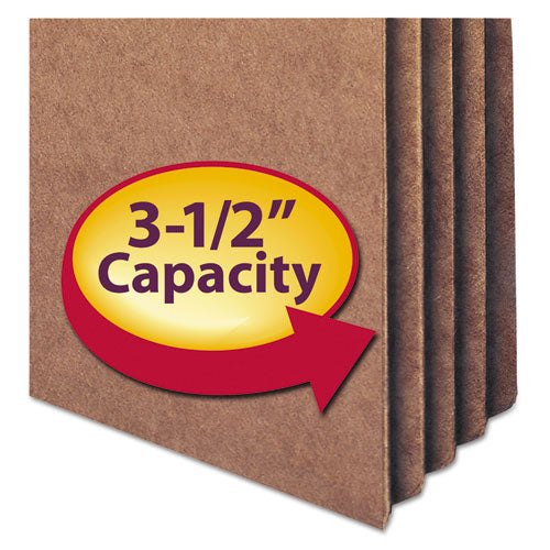 Recycled Top Tab File Pockets, 3.5" Expansion, Letter Size, Redrope, 25/box