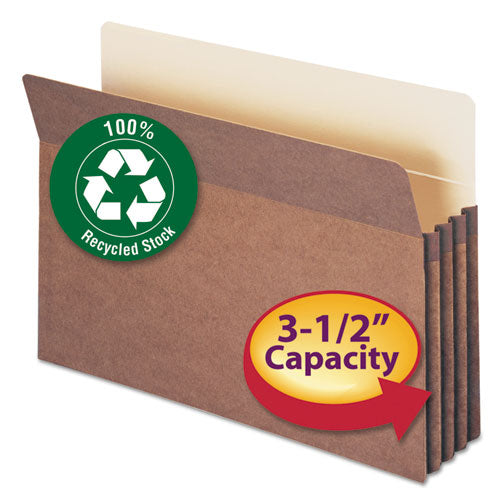 Recycled Top Tab File Pockets, 5.25" Expansion, Letter Size, Redrope, 10/box