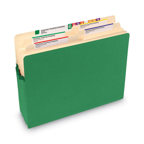 Colored File Pockets, 1.75" Expansion, Letter Size, Green