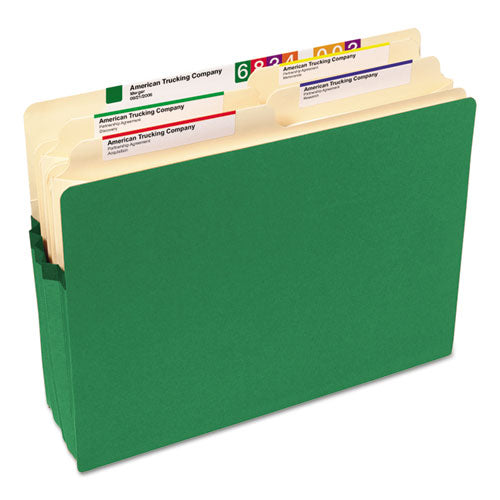 Colored File Pockets, 3.5" Expansion, Letter Size, Green