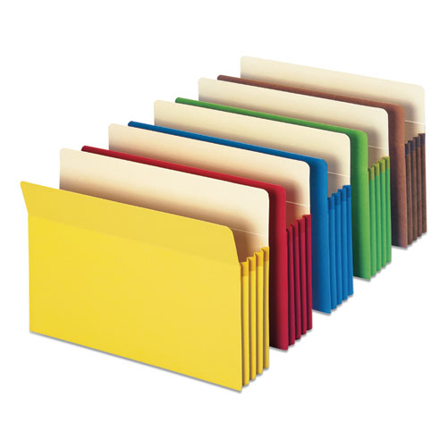 Colored File Pockets, 3.5" Expansion, Letter Size, Assorted Colors, 5/pack