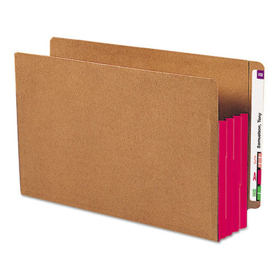 Redrope Drop-front End Tab File Pockets, Fully Lined 6.5" High Gussets, 3.5" Expansion, Legal Size, Redrope/red, 10/box