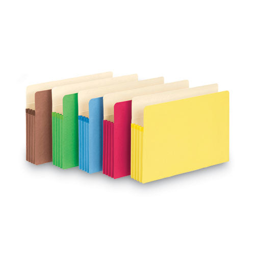Colored File Pockets, 3.5" Expansion, Legal Size, Assorted Colors, 5/pack
