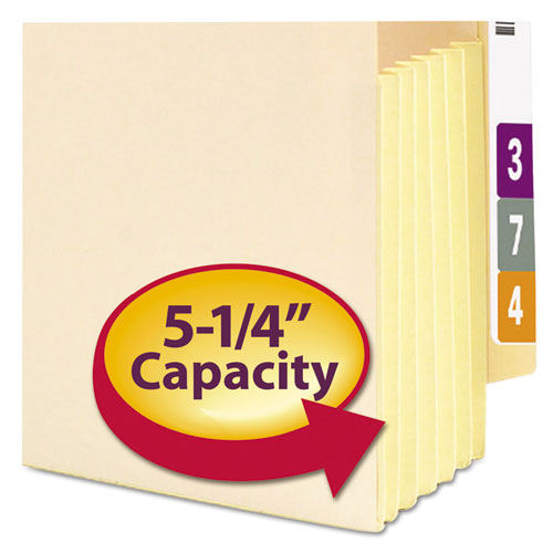 Manila End Tab File Pockets With Tyvek-lined Gussets, 5.25" Expansion, Letter Size, Manila, 10/box