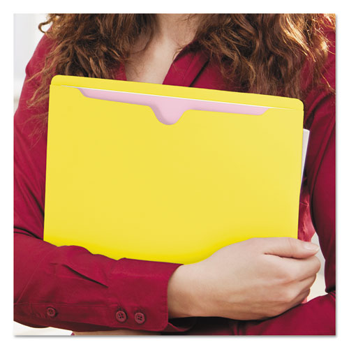 Colored File Jackets With Reinforced Double-ply Tab, Straight Tab, Letter Size, Yellow, 100/box