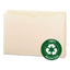 100% Recycled Top Tab File Jackets, Straight Tab, Legal Size, Manila, 50/box