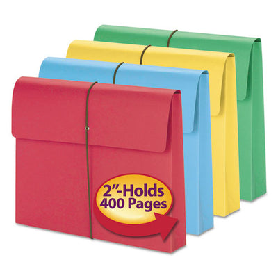 Expanding Wallet With Elastic Cord, 2" Expansion, 1 Section, Elastic Cord Closure, Legal Size, Assorted Colors, 50/box