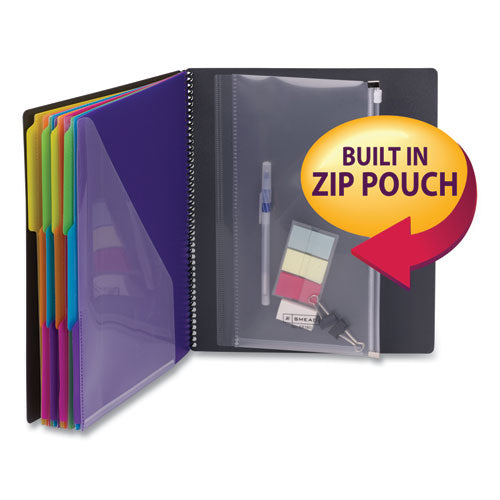 Poly Project Organizer, 24 Letter-size Sleeves, Gray With Bright Pockets