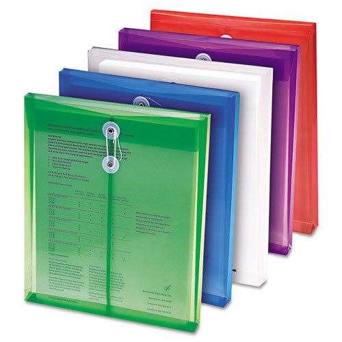 Poly String And Button Interoffice Envelopes, Open-side (horizontal), 9.75 X 11.63, Transparent Blue, 5/pack