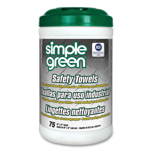 Safety Towels, 10 X 11.75, White, Unscented, 75/canister, 6 Per Carton