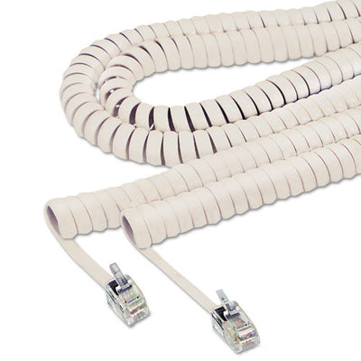 Coiled Phone Cord, Plug/plug, 25 Ft, Beige