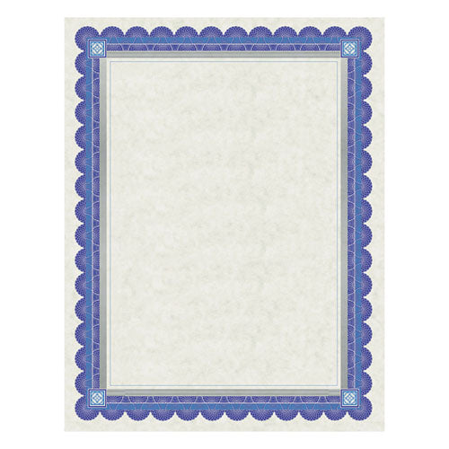 Parchment Certificates, Academic, 8.5 X 11, Ivory With Blue/silver Foil Border, 15/pack