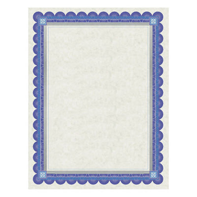 Parchment Certificates, Academic, 8.5 X 11, Ivory With Blue/silver Foil Border, 15/pack