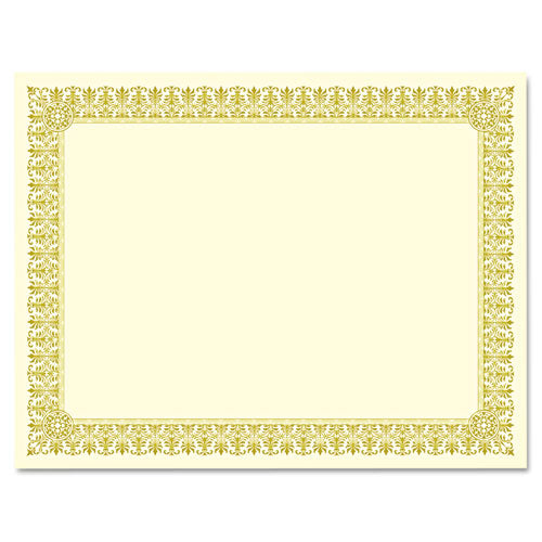 Premium Certificates, 8.5 X 11, Ivory/gold With Spiro Gold Foil Border,15/pack