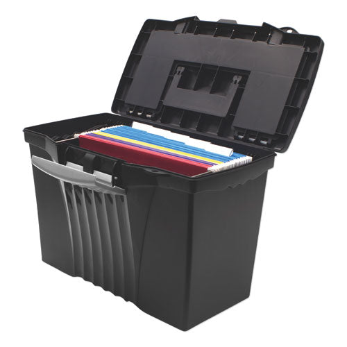 Portable Letter/legal Filebox With Organizer Lid, Letter/legal Files, 14.5" X 10.5" X 12", Black