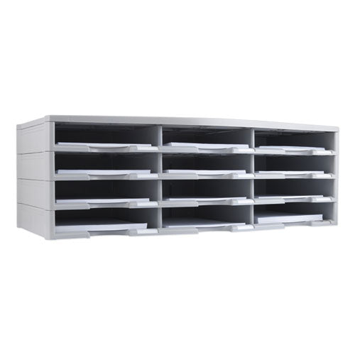 Storex Literature Organizer, 12 Compartments, 10.63 X 13.3 X 31.4, Gray