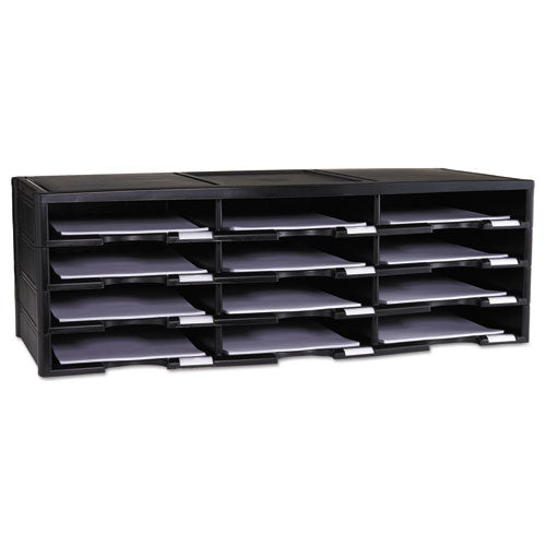 Storex Literature Organizer, 12 Compartments, 10.63 X 13.3 X 31.4, Gray