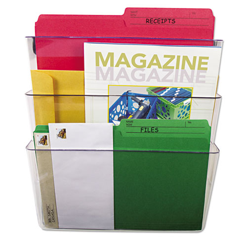 Wall File, 3 Sections, Letter Size, 13" X 4" X 14",  Smoke, 3/set