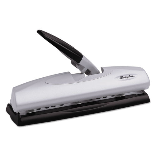 12-sheet Lighttouch Desktop Two- To Three-hole Punch, 9/32" Holes, Black/silver