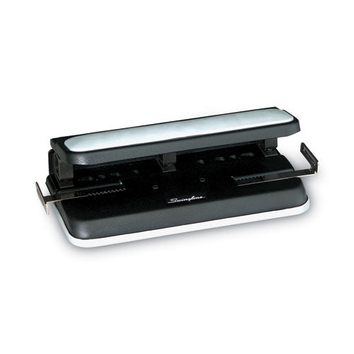 32-sheet Easy Touch Two- To Three-hole Punch With Cintamatic Centering, 9/32" Holes, Black/gray