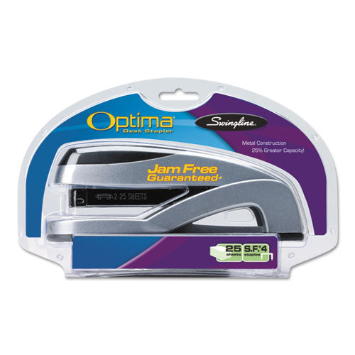 Optima Full Strip Desk Stapler, 25-sheet Capacity, Silver