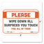 Besafe Messaging Repositionable Wall/door Signs, 9 X 6, Please Wipe Down All Surfaces You Touch, White, 3/pack