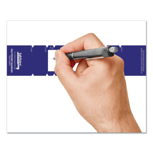 File Pocket Handles, 9.63 X 2, Dark Blue/white, 4/sheet, 12 Sheets/pack