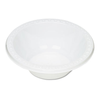 Plastic Dinnerware, Bowls, 12 Oz, White, 125/pack