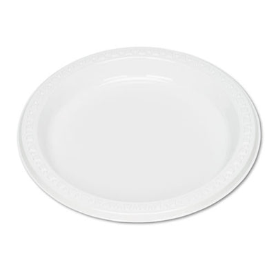 Plastic Dinnerware, Plates, 7" Dia, White, 125/pack
