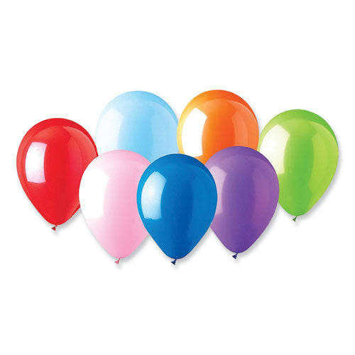 Balloons, 12", Helium Quality Latex, Assorted Colors, 100/pack, 20 Packs/carton