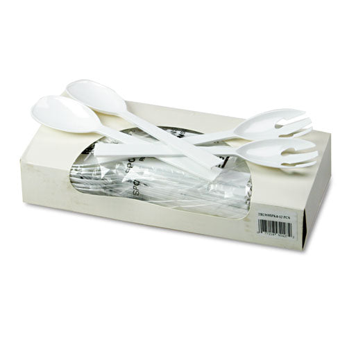 Table Set Plastic Serving Forks And Spoons, White, 24 Forks, 24 Spoons Per Pack