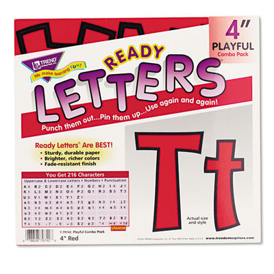 Ready Letters Playful Combo Set, Red, 4"h, 216/set