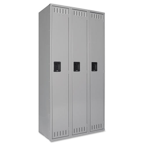 Single-tier Locker, Three Lockers With Hat Shelves And Coat Rods, 36w X 18d X 72h, Medium Gray