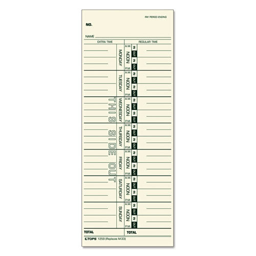 Time Clock Cards, Replacement For 10-800762, Two Sides, 3.5 X 9, 500/box