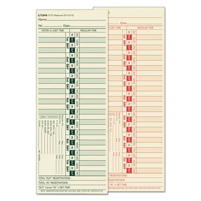 Time Clock Cards, Replacement For Ch-107-2, Two Sides, 3.5 X 9, 500/box