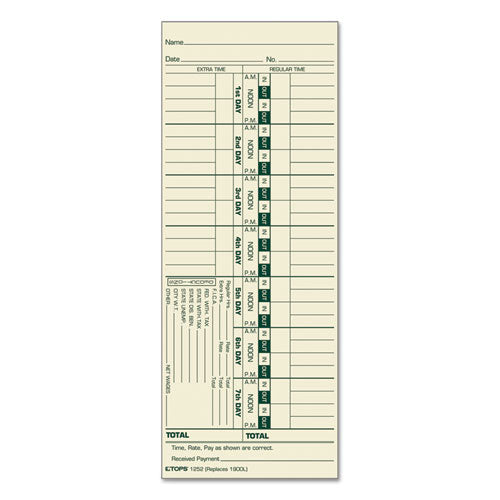 Time Clock Cards, Replacement For 10-100382/1950-9631, Two Sides, 3.5 X 10.5, 500/box