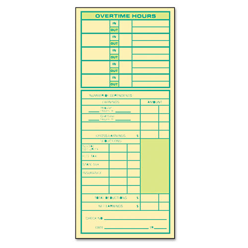 Time Clock Cards, Replacement For 10-100382/1950-9631, Two Sides, 3.5 X 10.5, 500/box