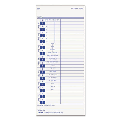 Time Clock Cards, Replacement For 331-10, Two Sides, 3.5 X 8.5, 500/box